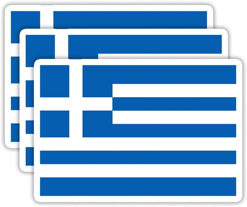 EMMACELA (3PCS) Greece Flag stickers, Countries Flag Stickers - Waterproof Vinyl Decals For Laptops, Tumblers, Water Bottles, Books, Scrapbooks, Size 3 x 2 Inch - Image 1